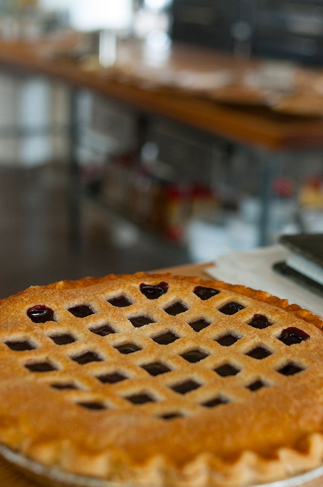 Freshly baked berry pie in bakery in Amish country in northern Indiana